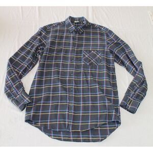 Adam Kimmel Men's Western Shirt Small Plaid Black Button 100% Cotton Italy